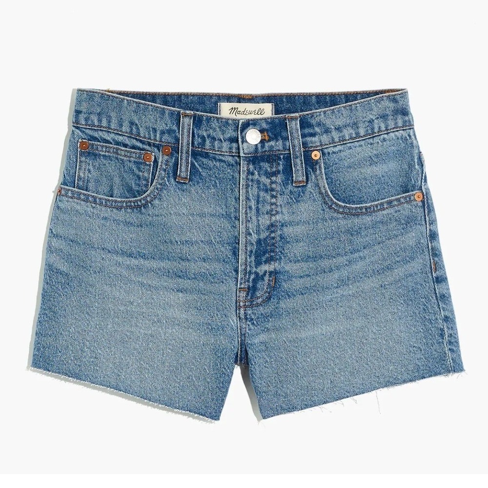 Madewell Womens Jean Shorts Size 32 Blue High Rise Raw Hem Denim Shorts NWT